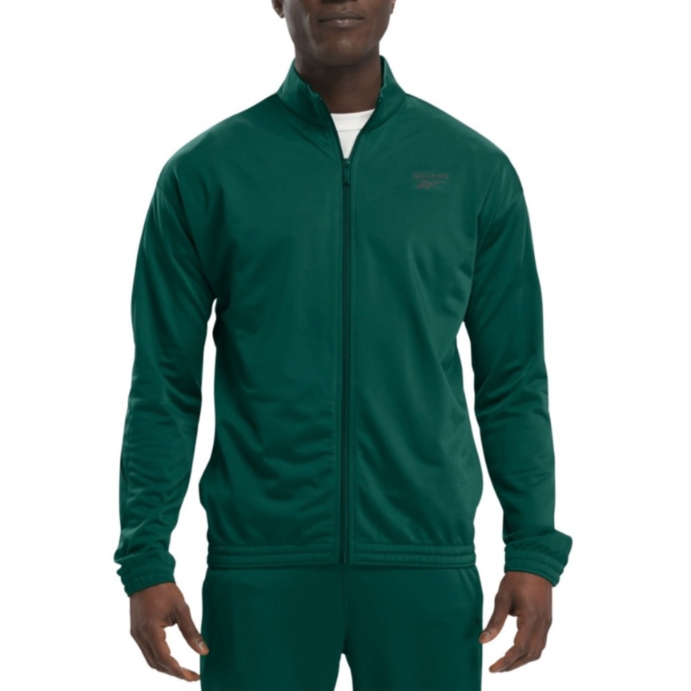 Reebok Men Identity Vector Zip-Front Track Jacket Green Size S NWT